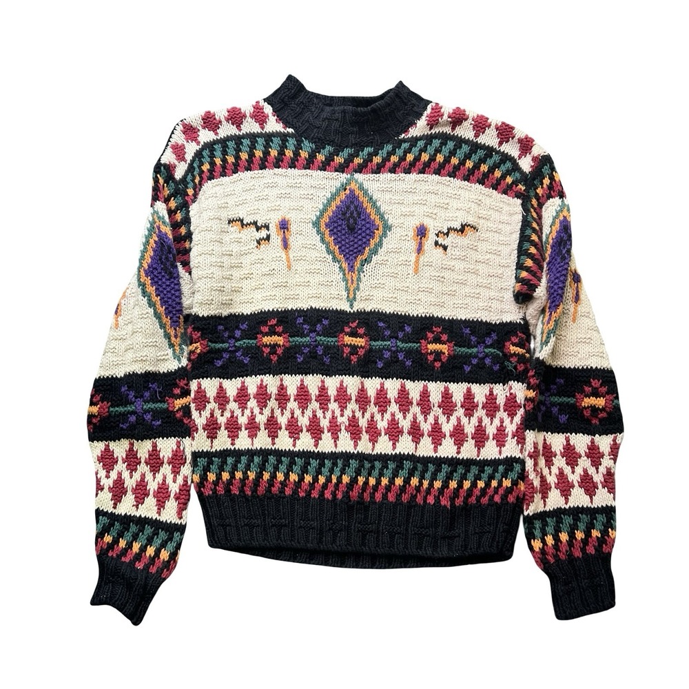 Vintage Woolrich Woman Sweater Aztec Southwestern Geometric Chunky Knit 90s M